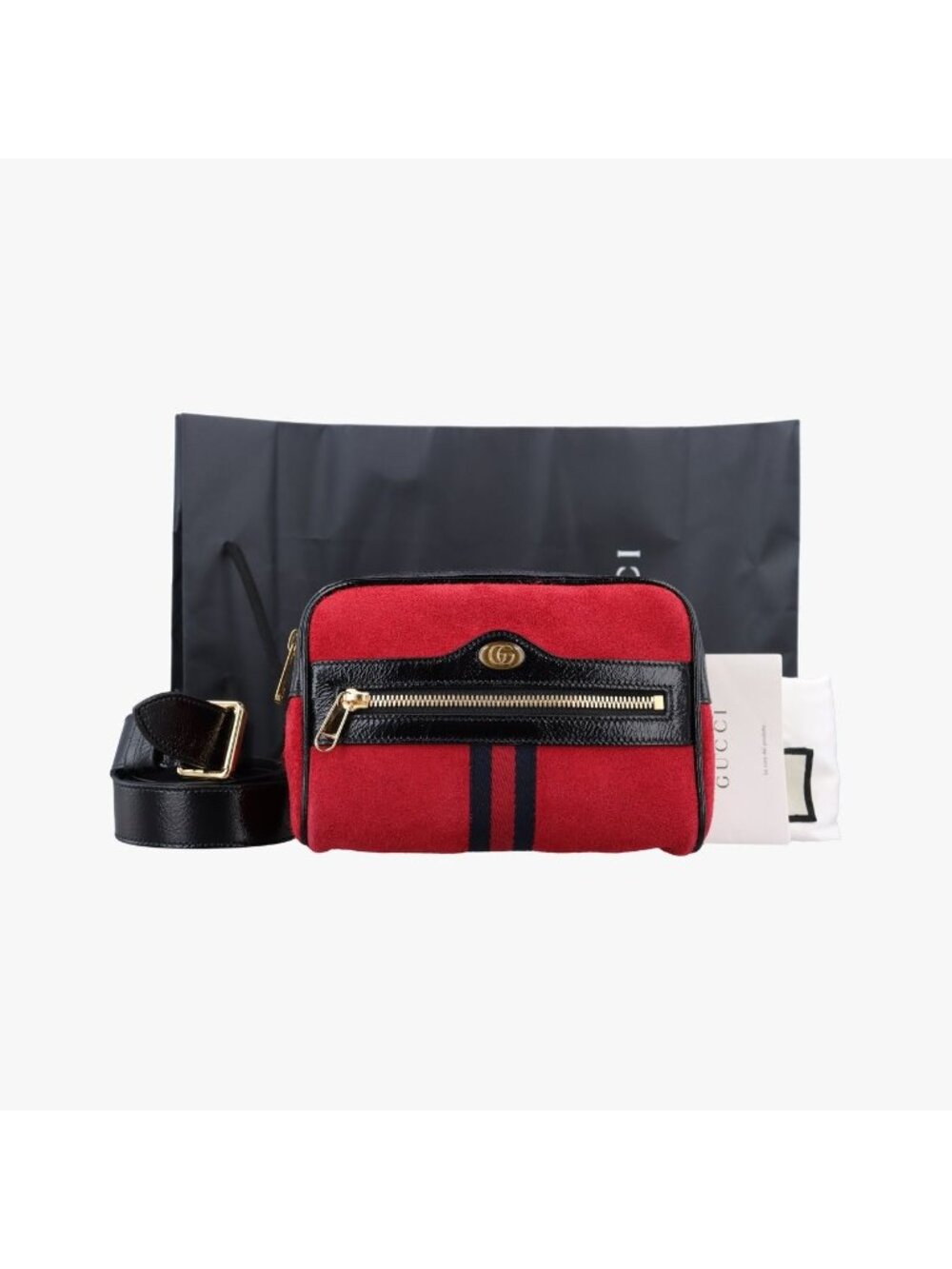 Gucci Ophidia Red Black Suede Leather Handbag